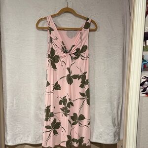 Tommy Bahama Pink and Green Floral Midi Dress